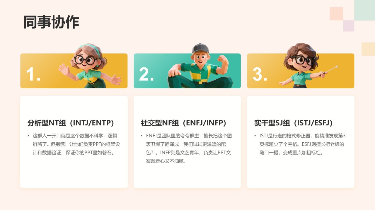 橙色3D风MBTI人格介绍主题PPT模板