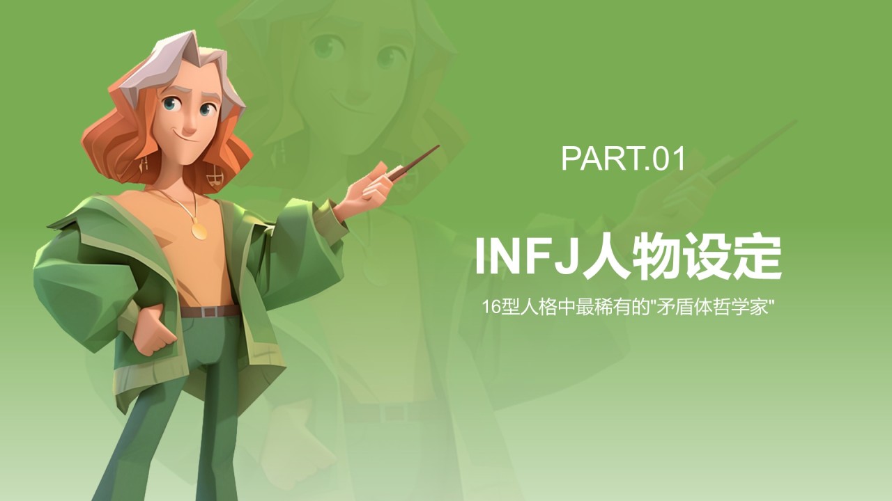 绿色3D风INFJ人格介绍PPT模板
