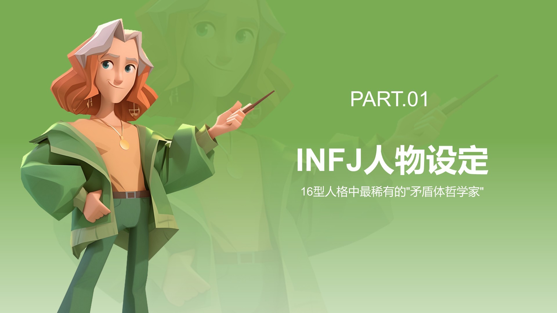 绿色3D风INFJ人格介绍PPT模板