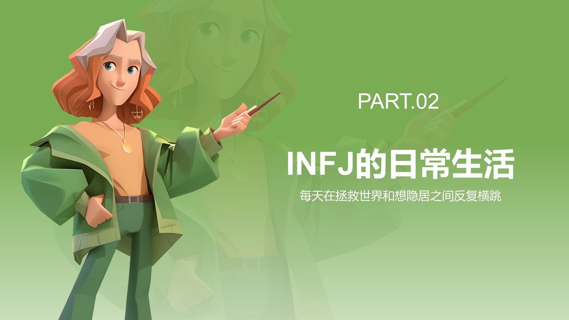 绿色3D风INFJ人格介绍PPT模板