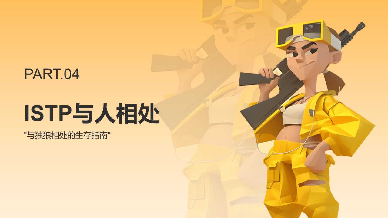 橙色插画风ISTP人格介绍PPT模板