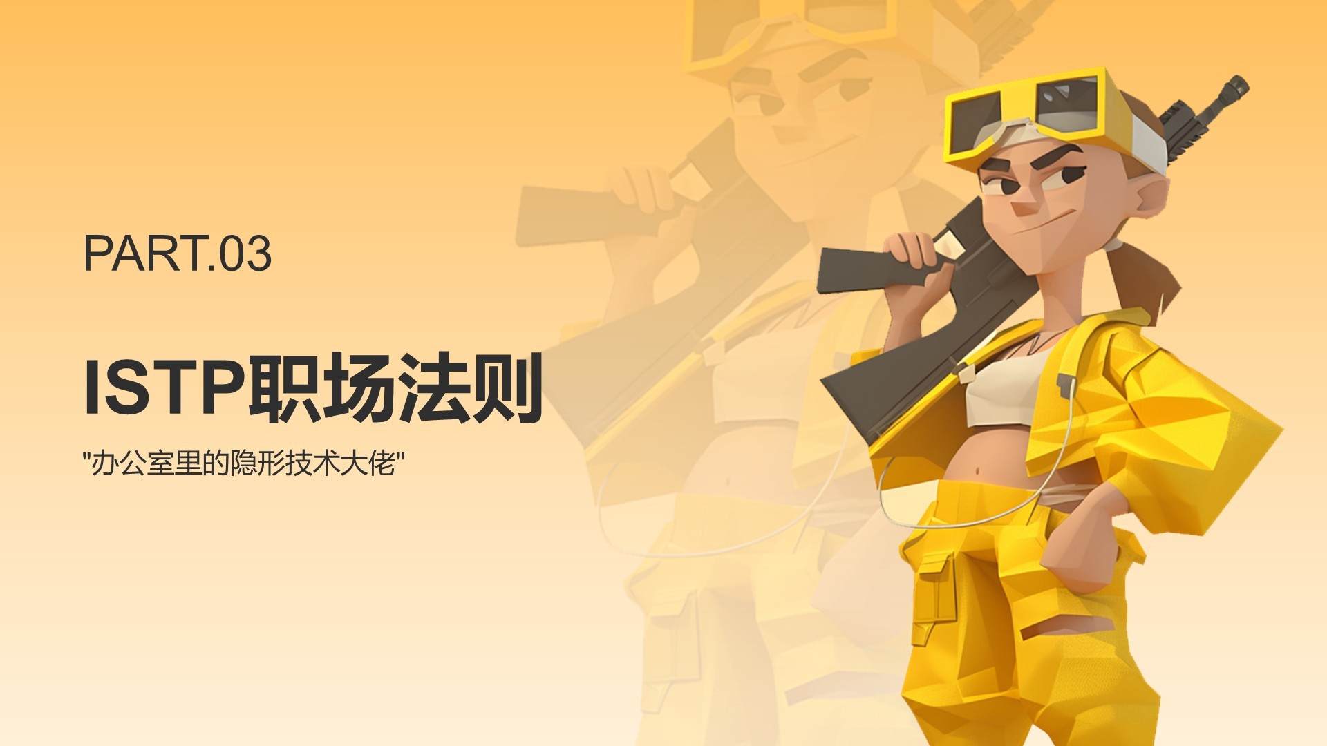 橙色插画风ISTP人格介绍PPT模板