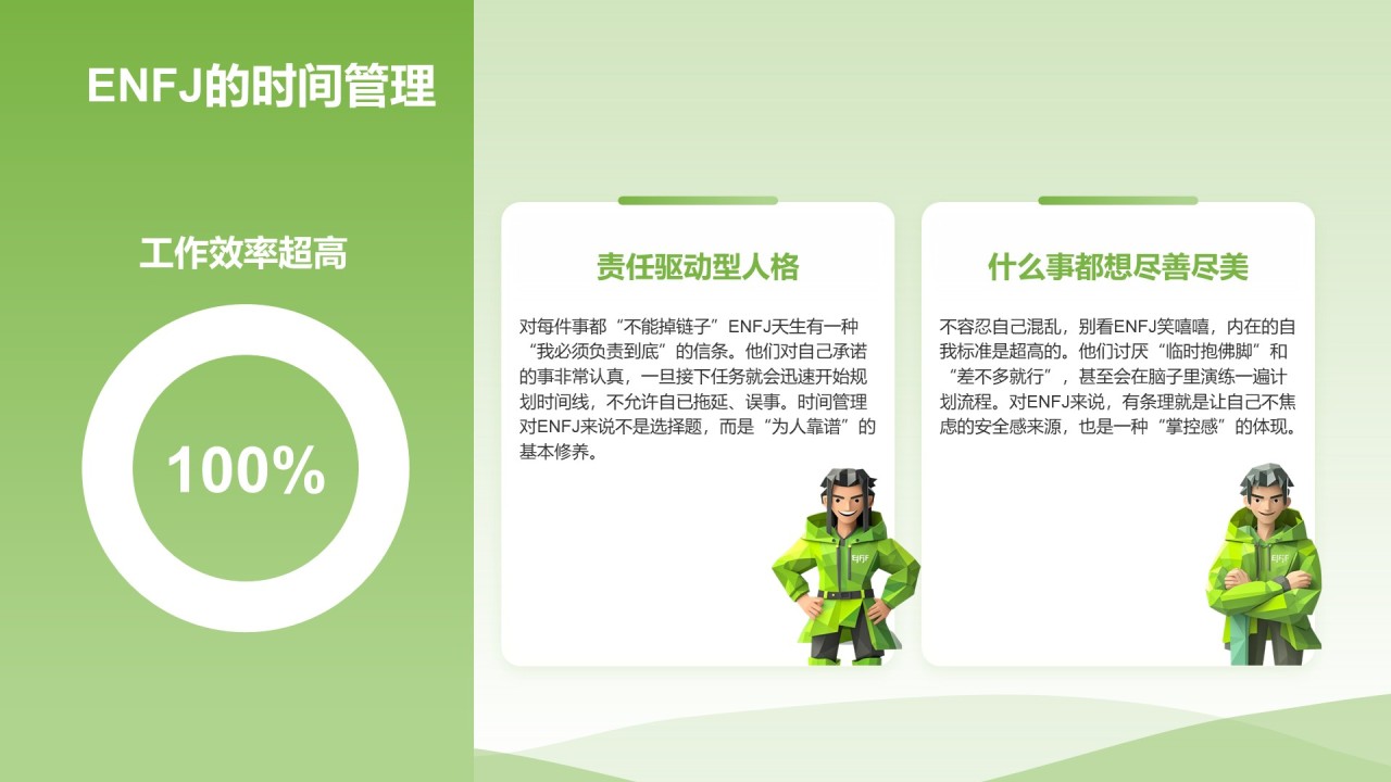 绿色3D风ENFJ人格介绍PPT模板