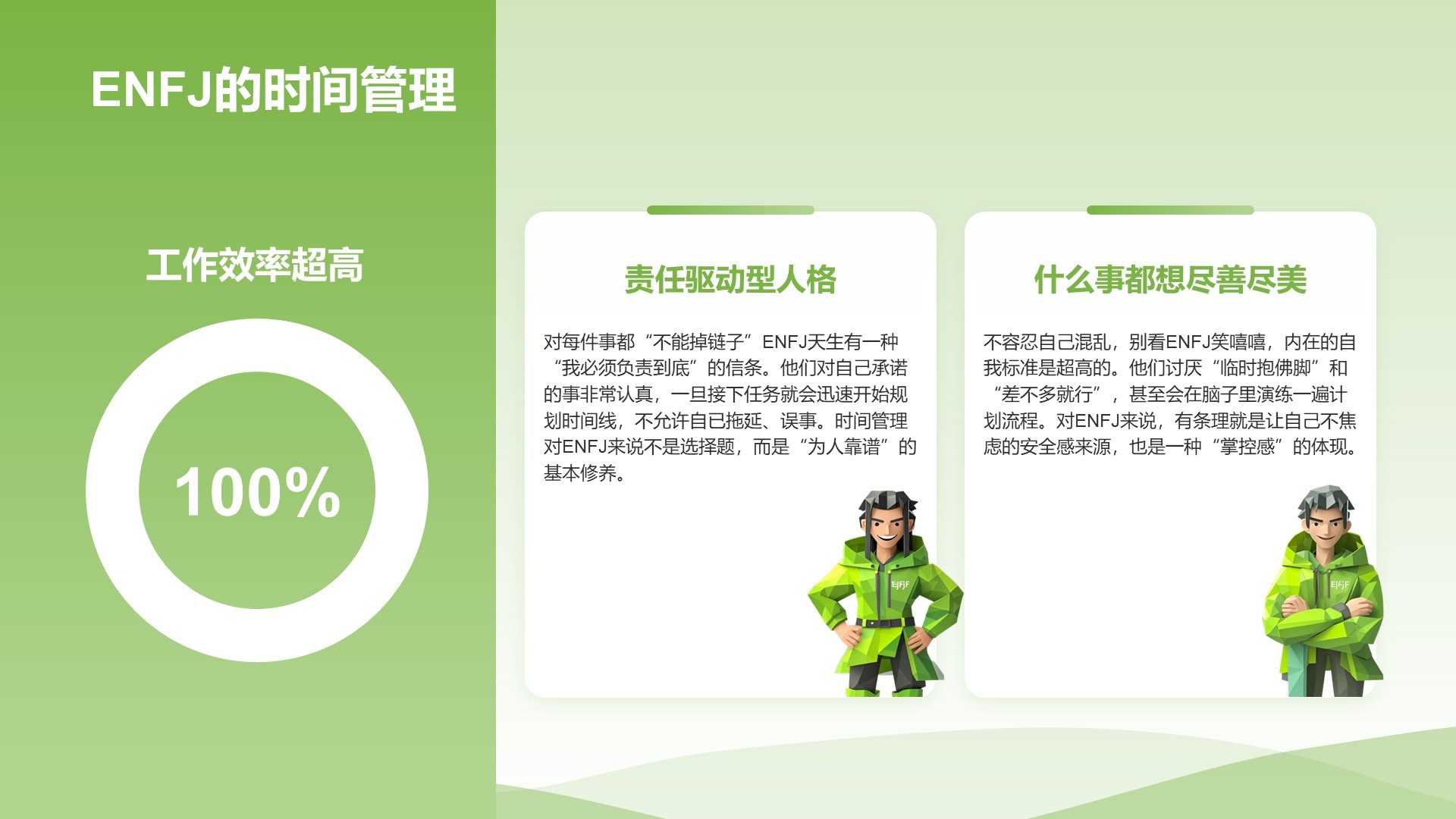 绿色3D风ENFJ人格介绍PPT模板