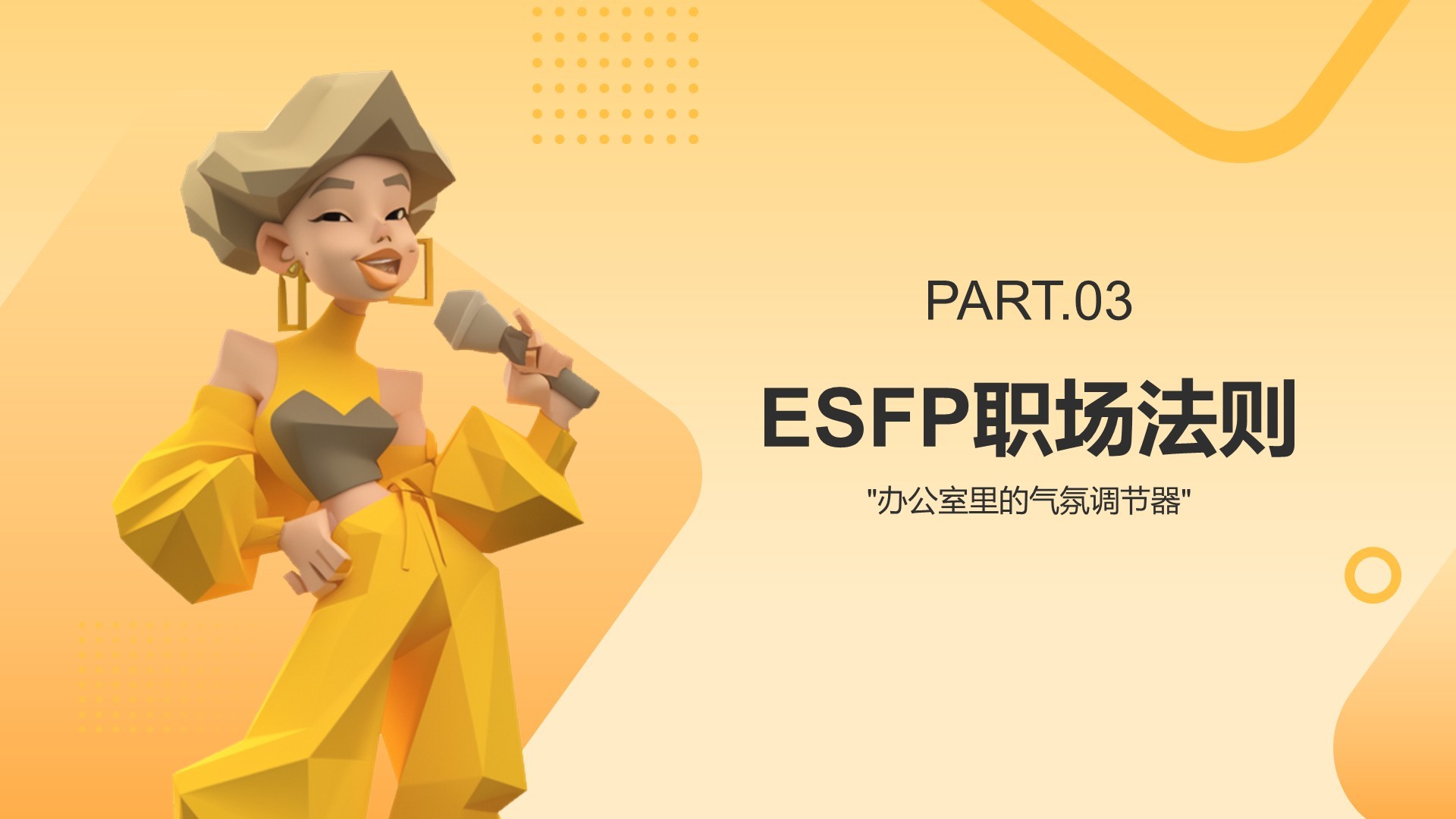 橙色插画风ESFP人格介绍PPT模板