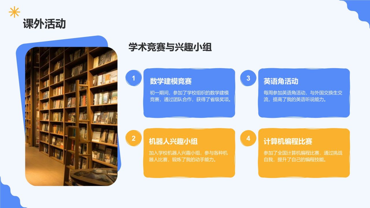 蓝色3D风新生自我介绍PPT模板