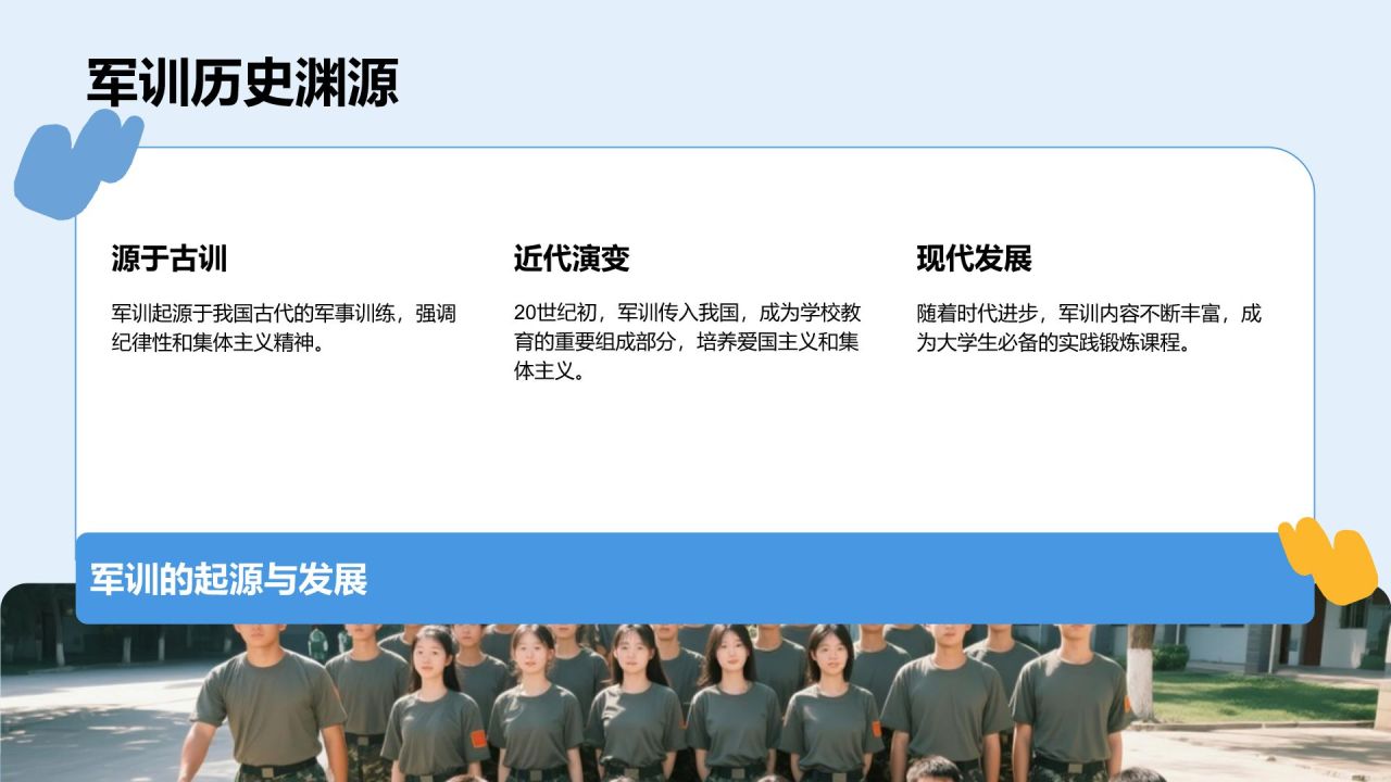 蓝色商务风军训风采记录与展示PPT模板