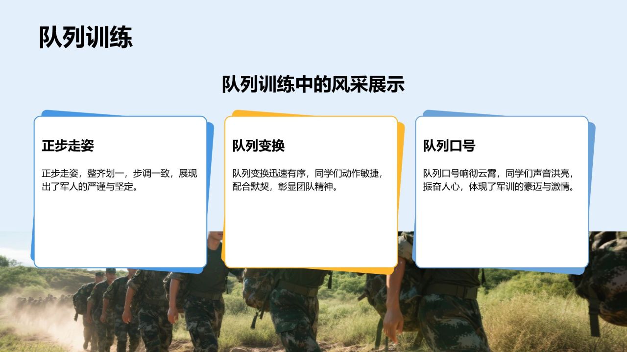 蓝色商务风军训风采记录与展示PPT模板