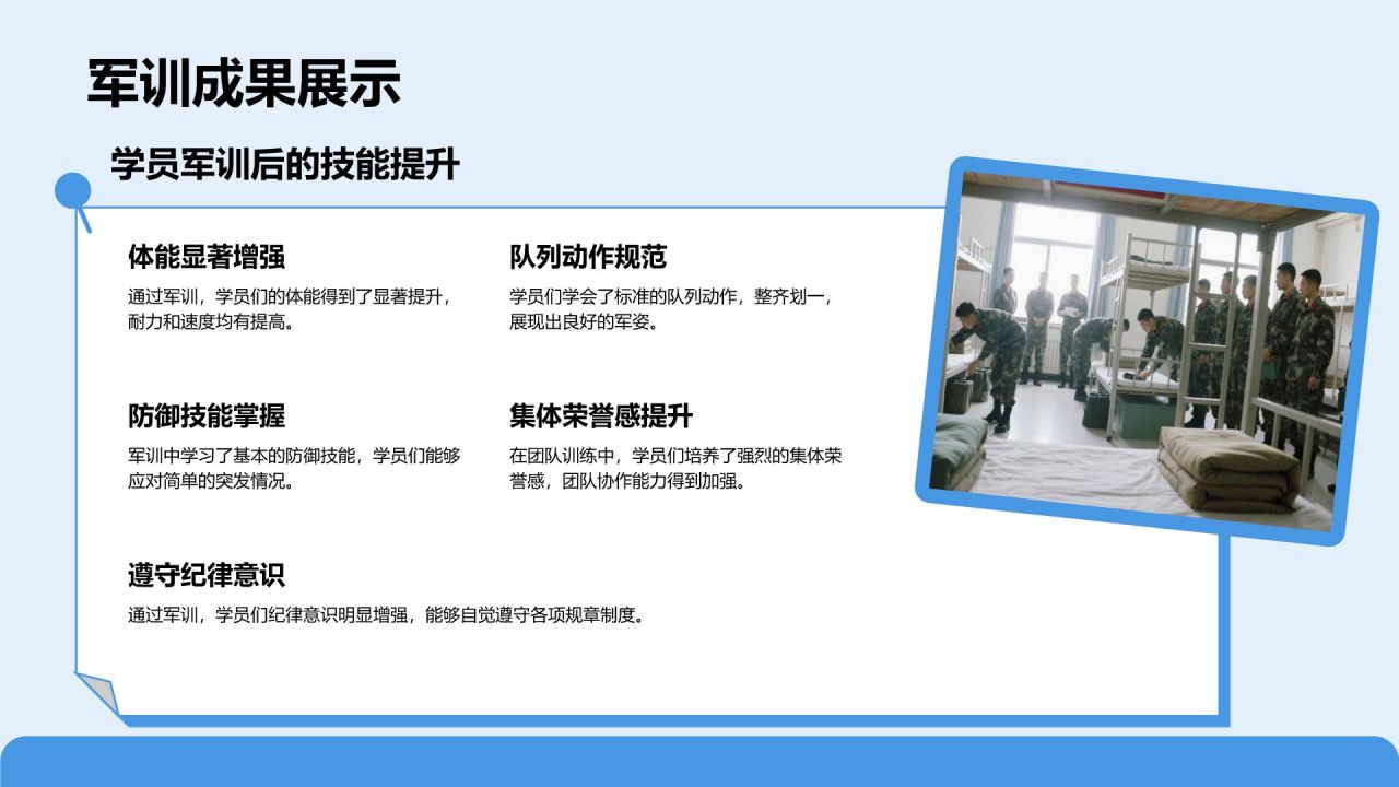 蓝色商务风军训风采记录与展示PPT模板