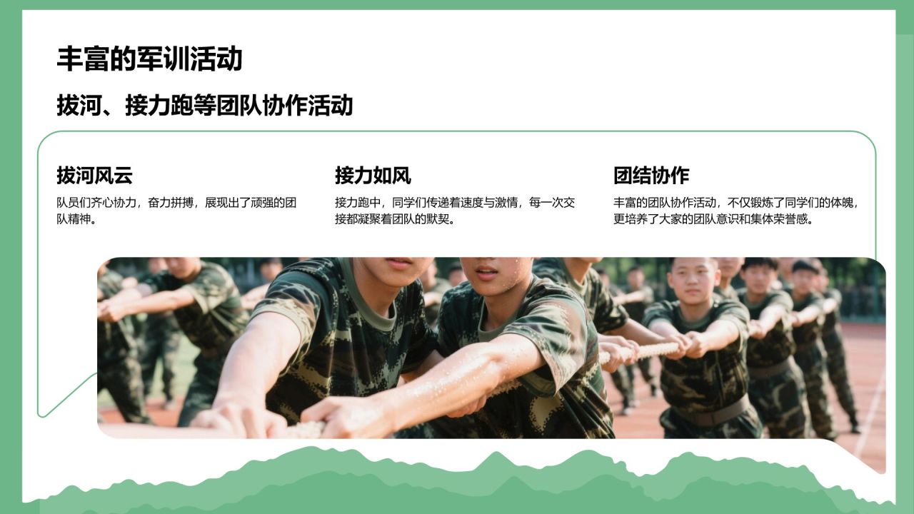 绿色商务风军训风采记录与展示PPT模板