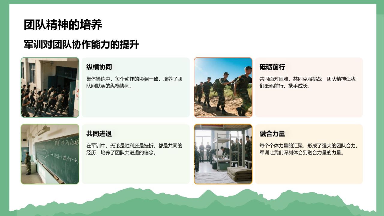 绿色商务风军训风采记录与展示PPT模板