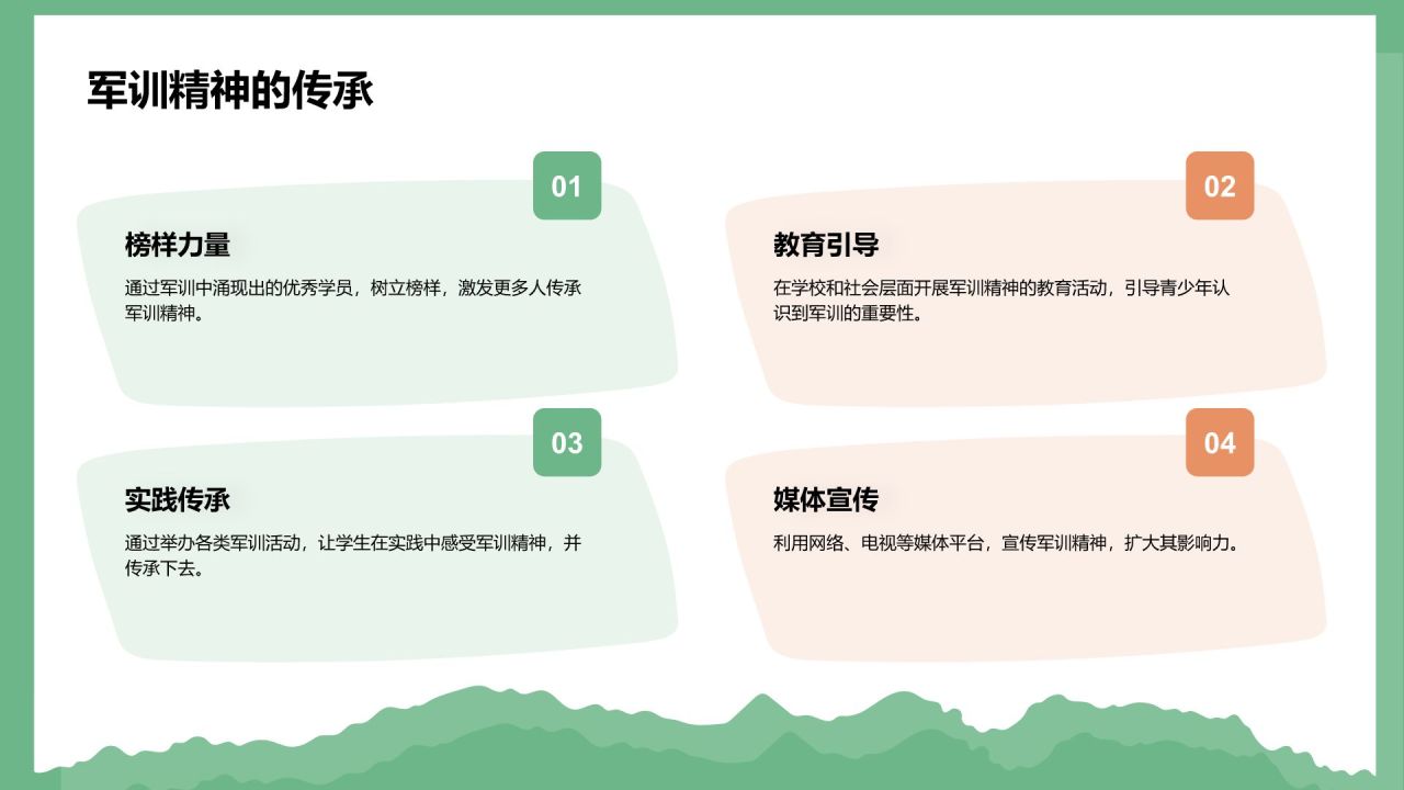 绿色商务风军训风采记录与展示PPT模板