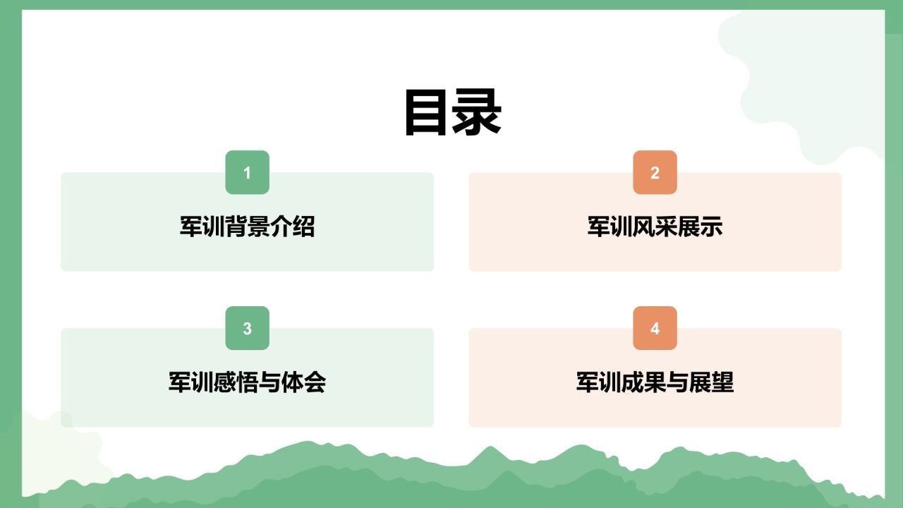 绿色商务风军训风采记录与展示PPT模板