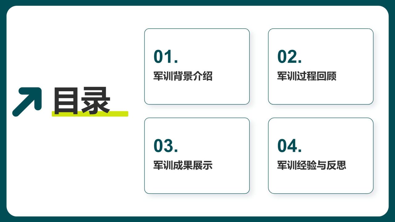 绿色商务风军训总结汇报PPT模板