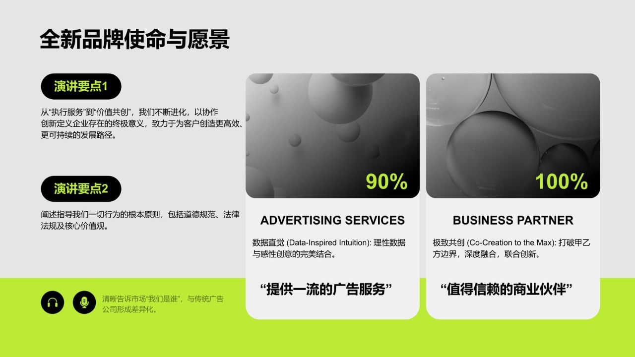 绿色商务风广告行业品牌战略升级发布会PPT模板