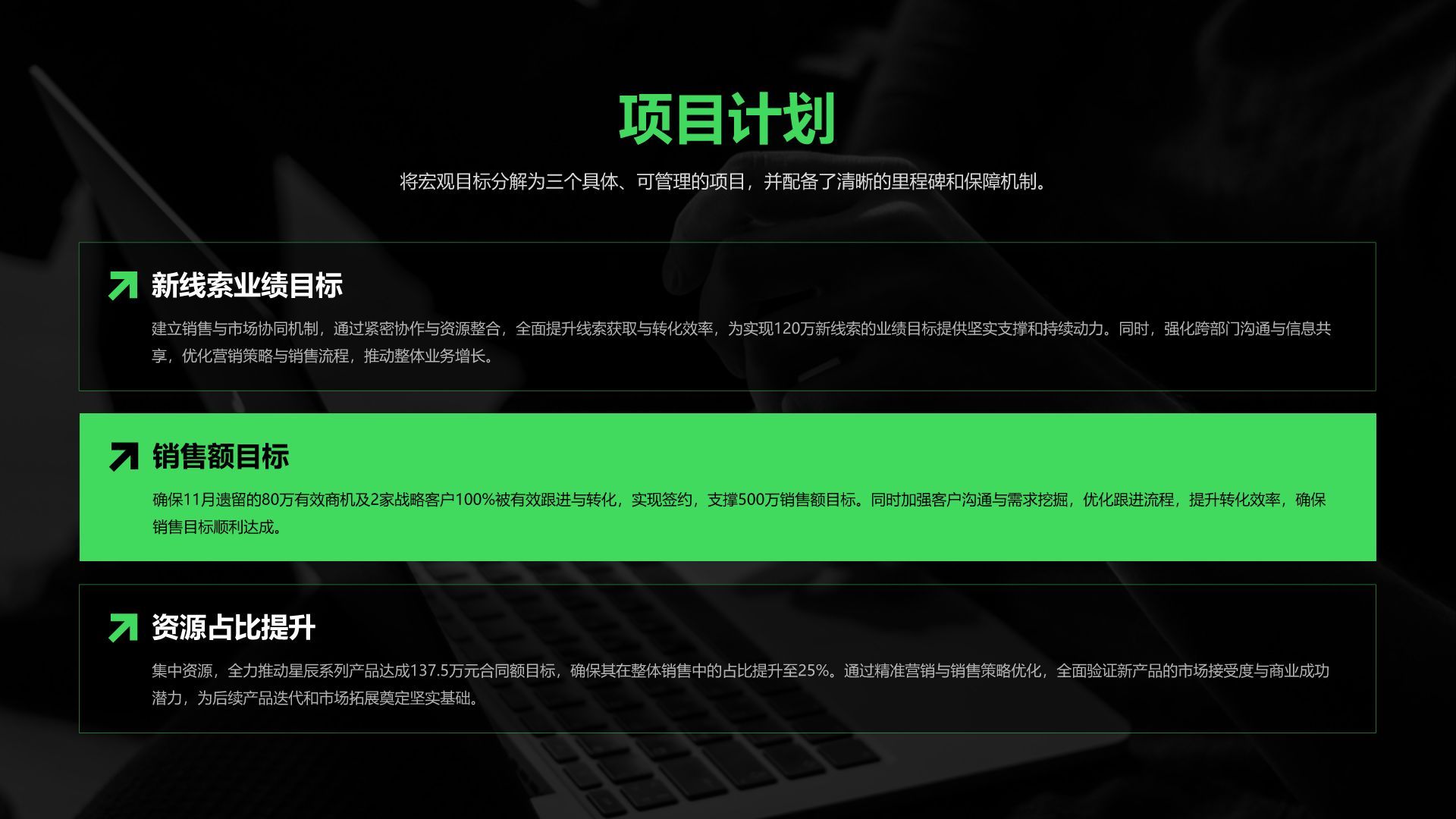 绿色扁平风月度工作计划PPT模板