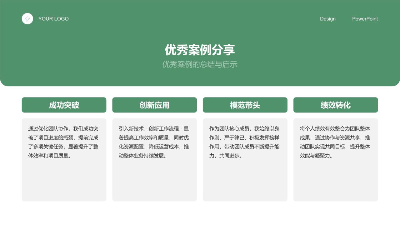 绿色商务风绩效考核总结与指标达成报告PPT模板