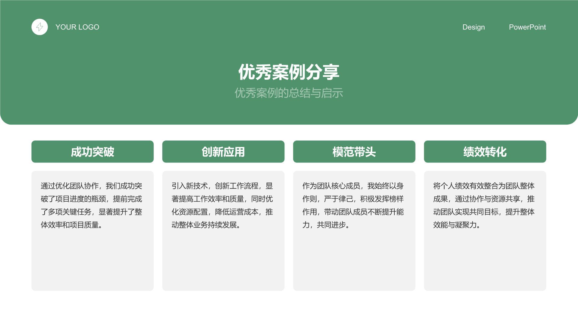 绿色商务风绩效考核总结与指标达成报告PPT模板