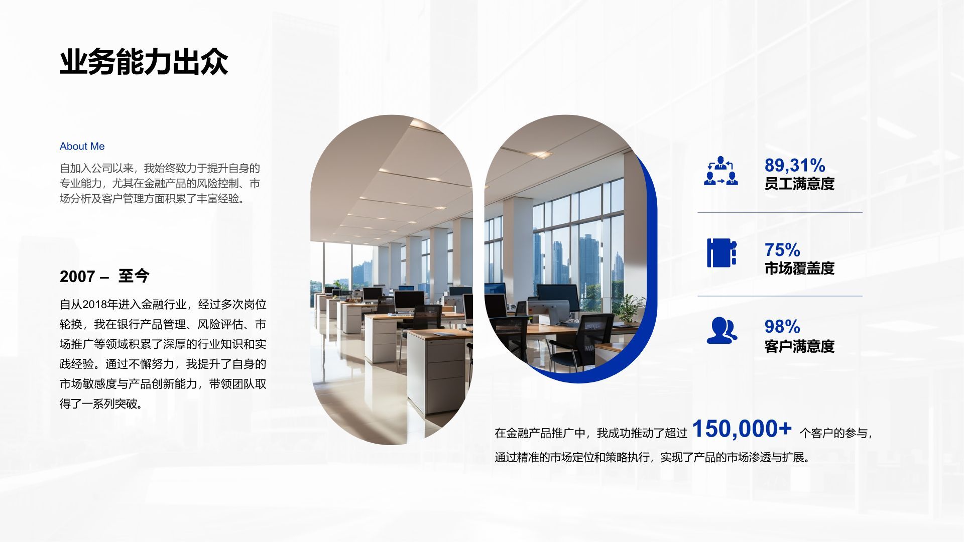 蓝色商务风竞聘报告营销处岗位PPT模板