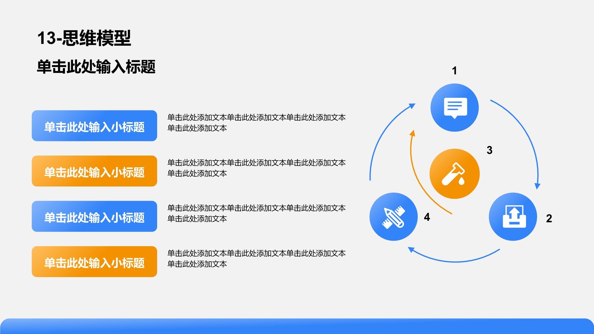 蓝色简约风思维模型PPT模板