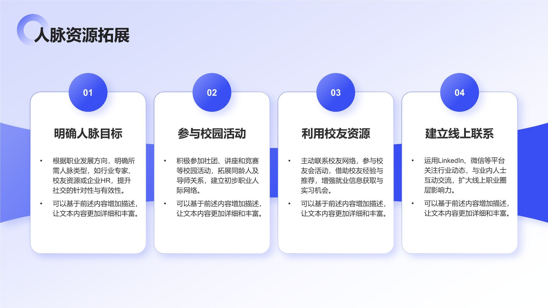 蓝色商务风大学生职业规划生涯书PPT模板