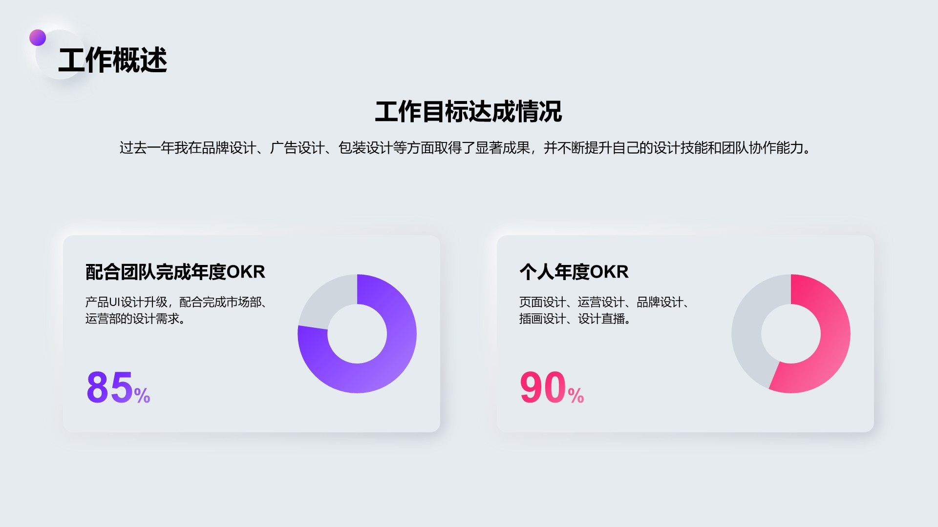 白色新拟态平面设计师个人年终总结PPT模板