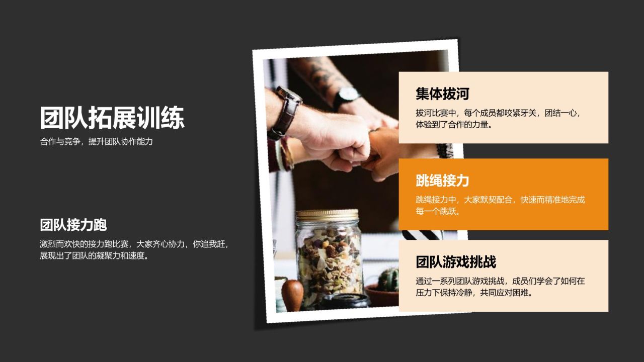 橙色简约风公司团建活动记录PPT模板