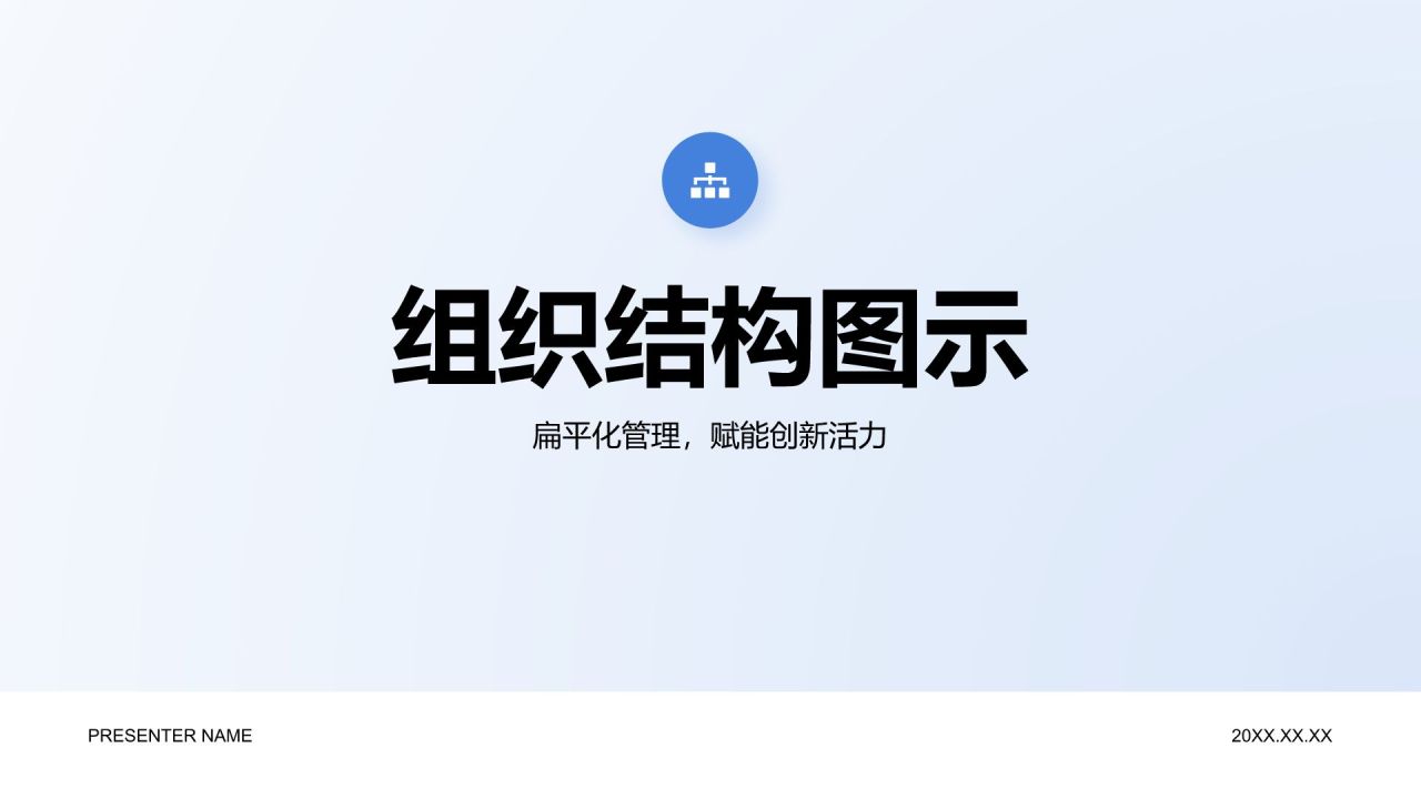 蓝色商务风组织结构图示PPT模板