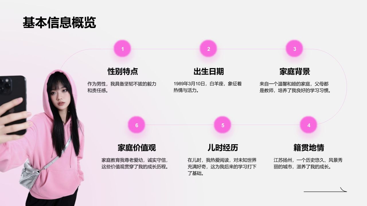粉色简约风个人介绍以及职业成长规划PPT模板