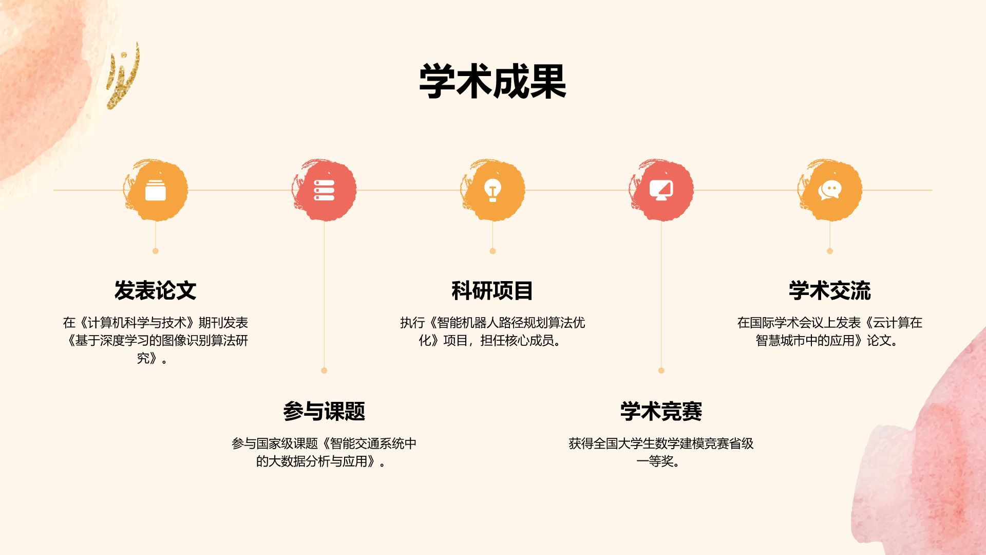 橙色简约风大学生校招求职简历PPT模板