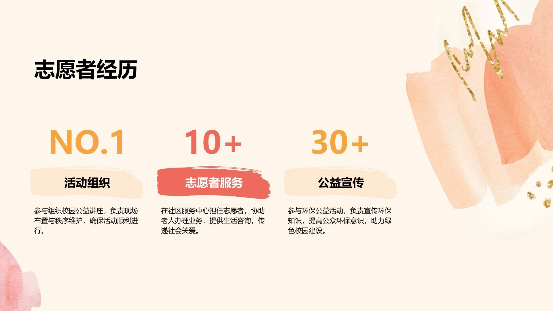 橙色简约风大学生校招求职简历PPT模板