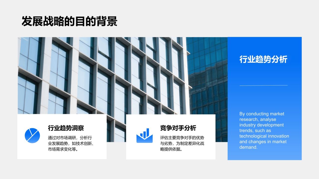 蓝色商务风企业发展战略汇报与成果展示PPT模板