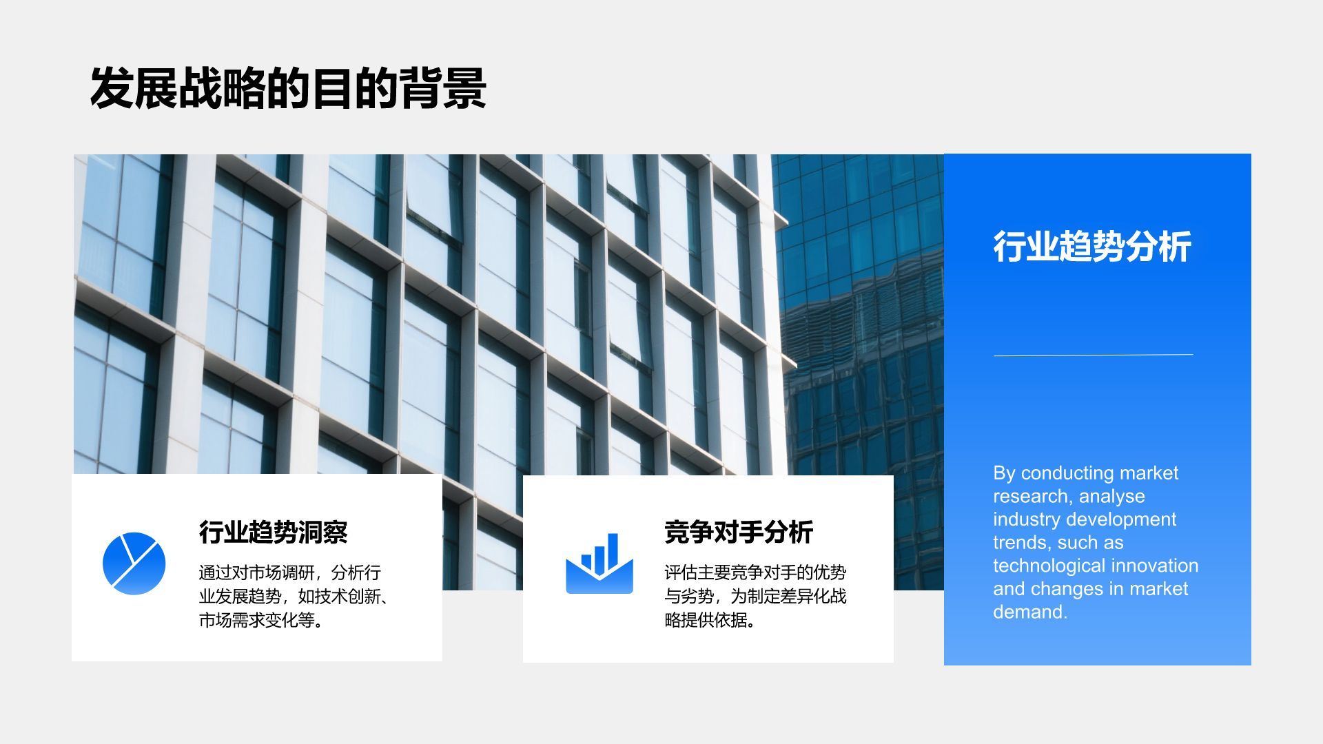蓝色商务风企业发展战略汇报与成果展示PPT模板