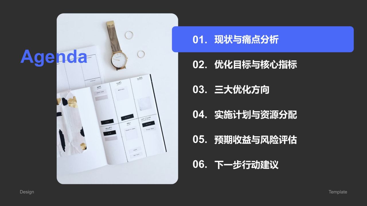 蓝色商务风产品优化提案PPT模板