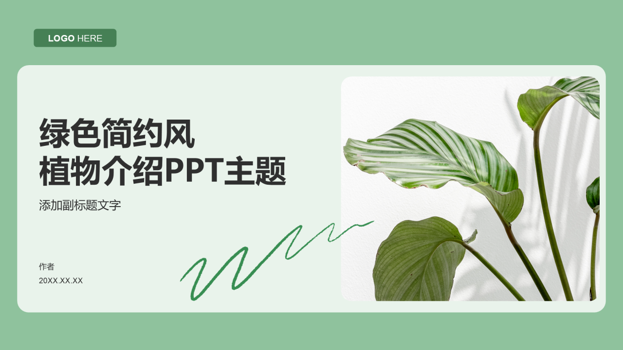 绿色简约风植物介绍PPT主题