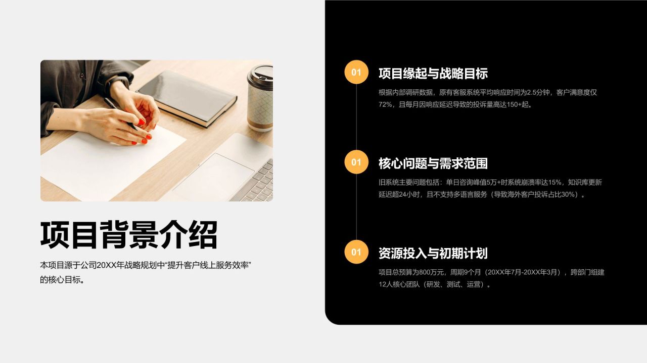 橙色简约风项目进度阶段汇报PPT模板