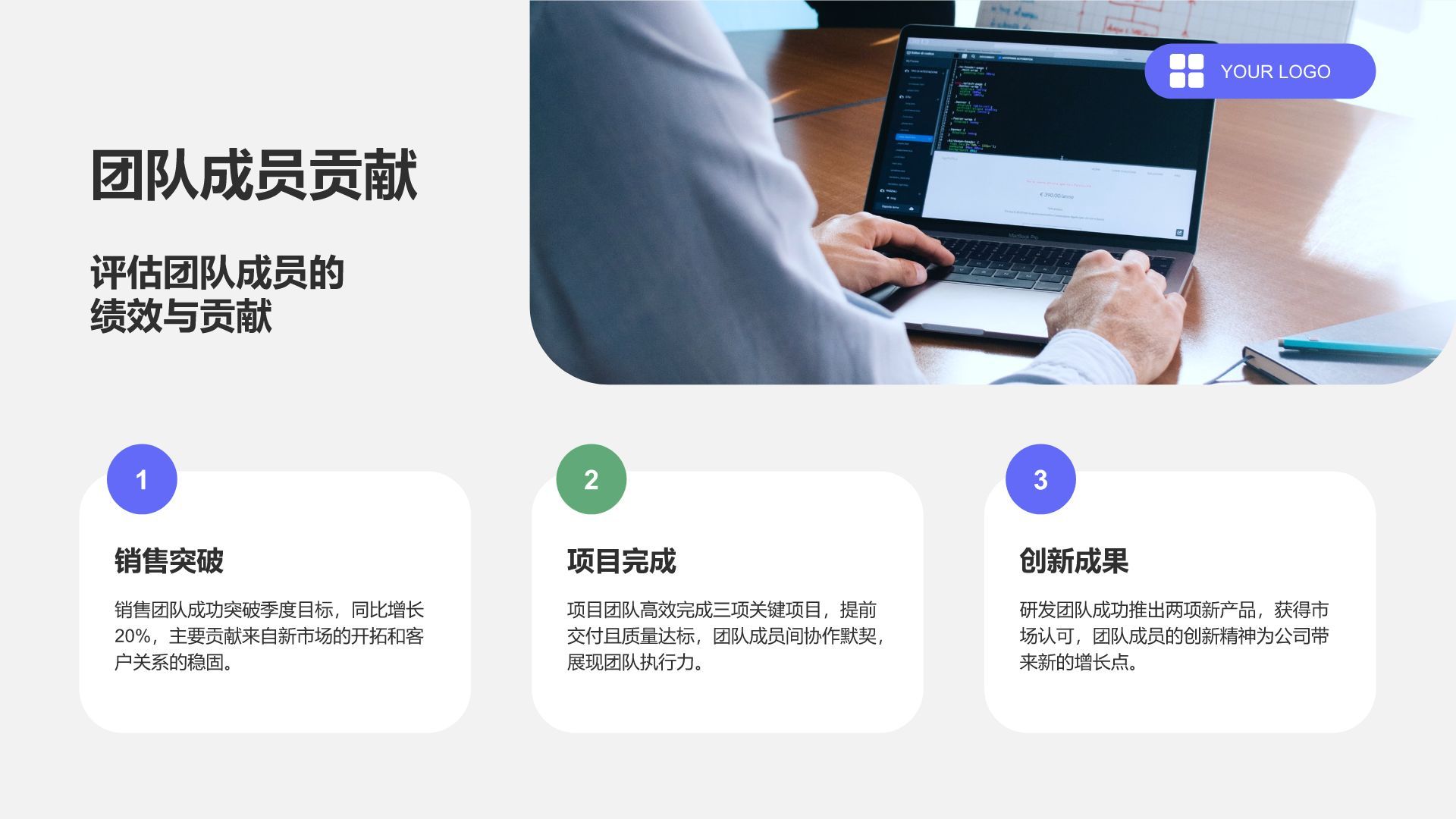 蓝色商务风年中团队绩效复盘PPT模板