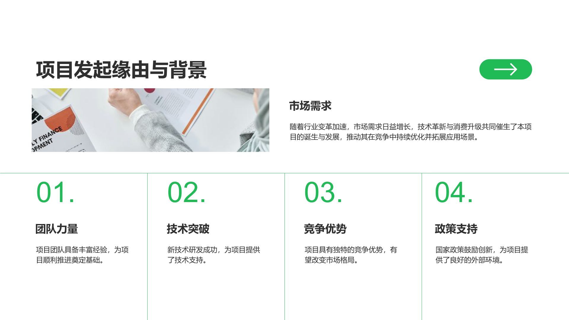 绿色商务风新项目启动计划安排PPT模板