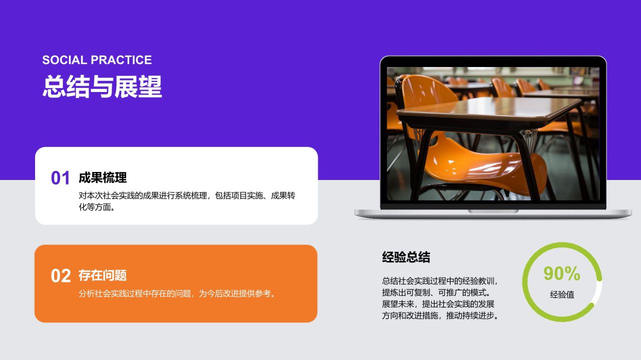紫色商务风社会实践报告PPT模板
