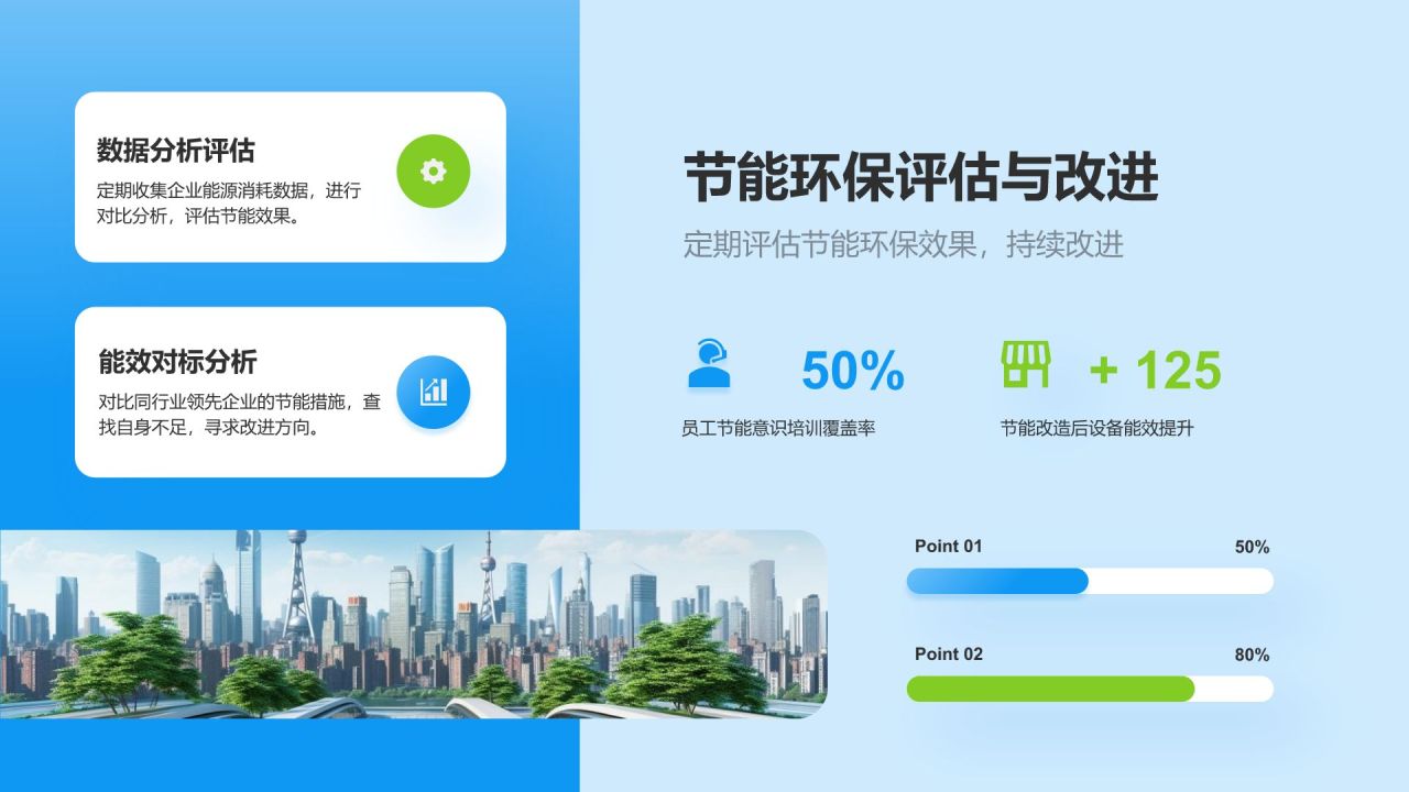 蓝色商务风企业节能环保方案介绍PPT模板