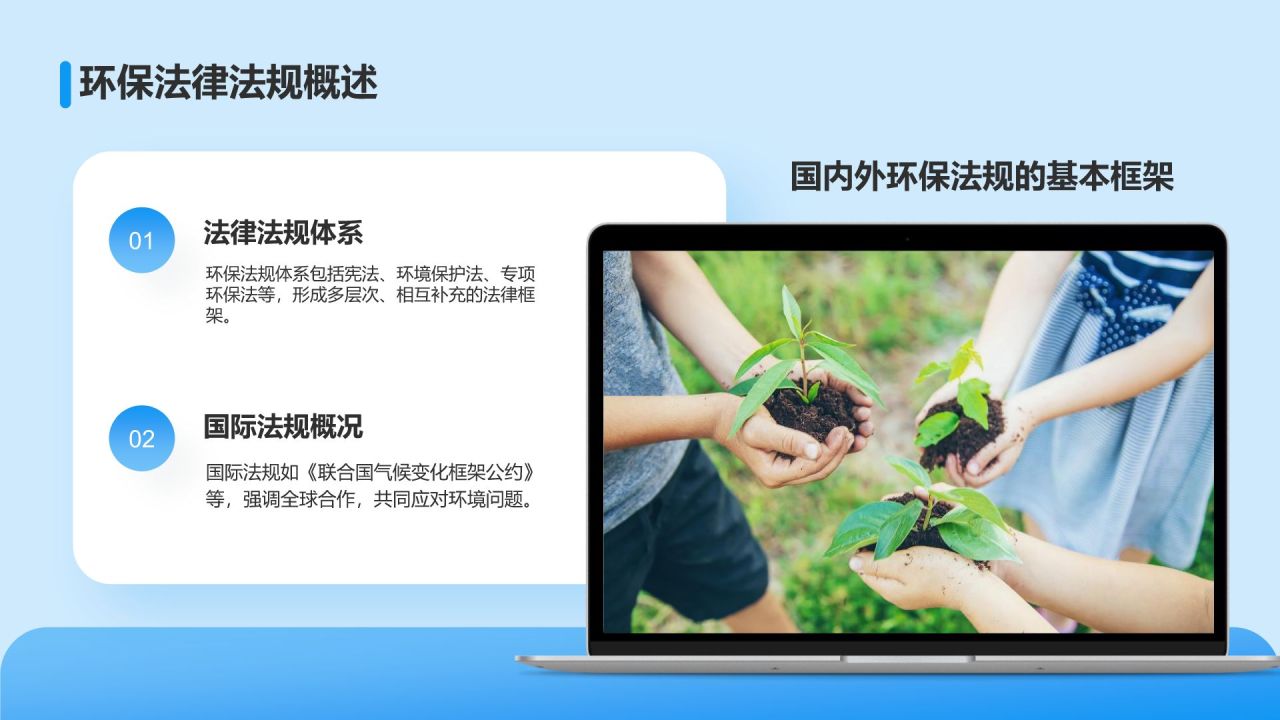 蓝色商务风企业节能环保方案介绍PPT模板