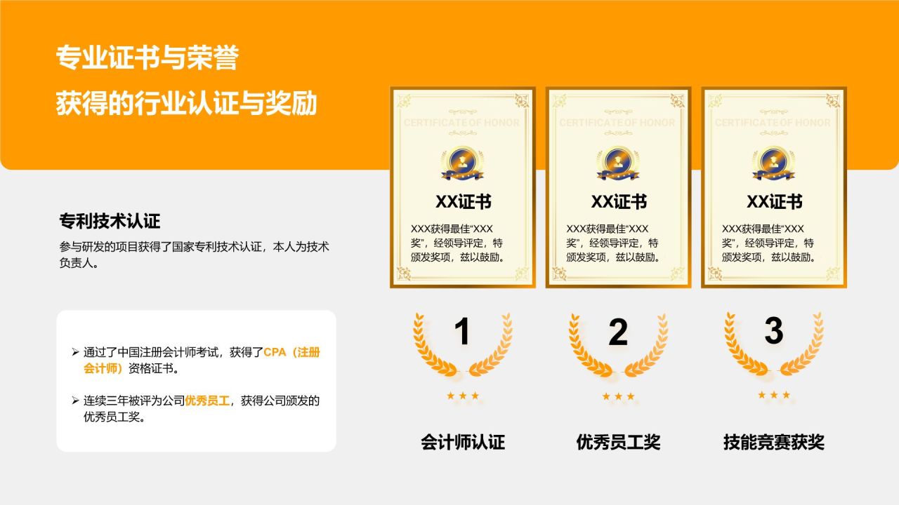 橙色商务风部门招新个人自我介绍PPT模板