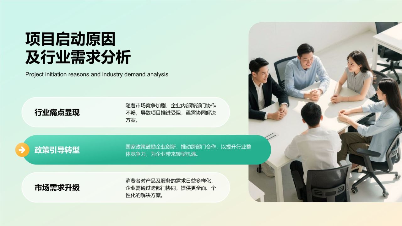 蓝色商务风跨部门协同项目汇报PPT模板