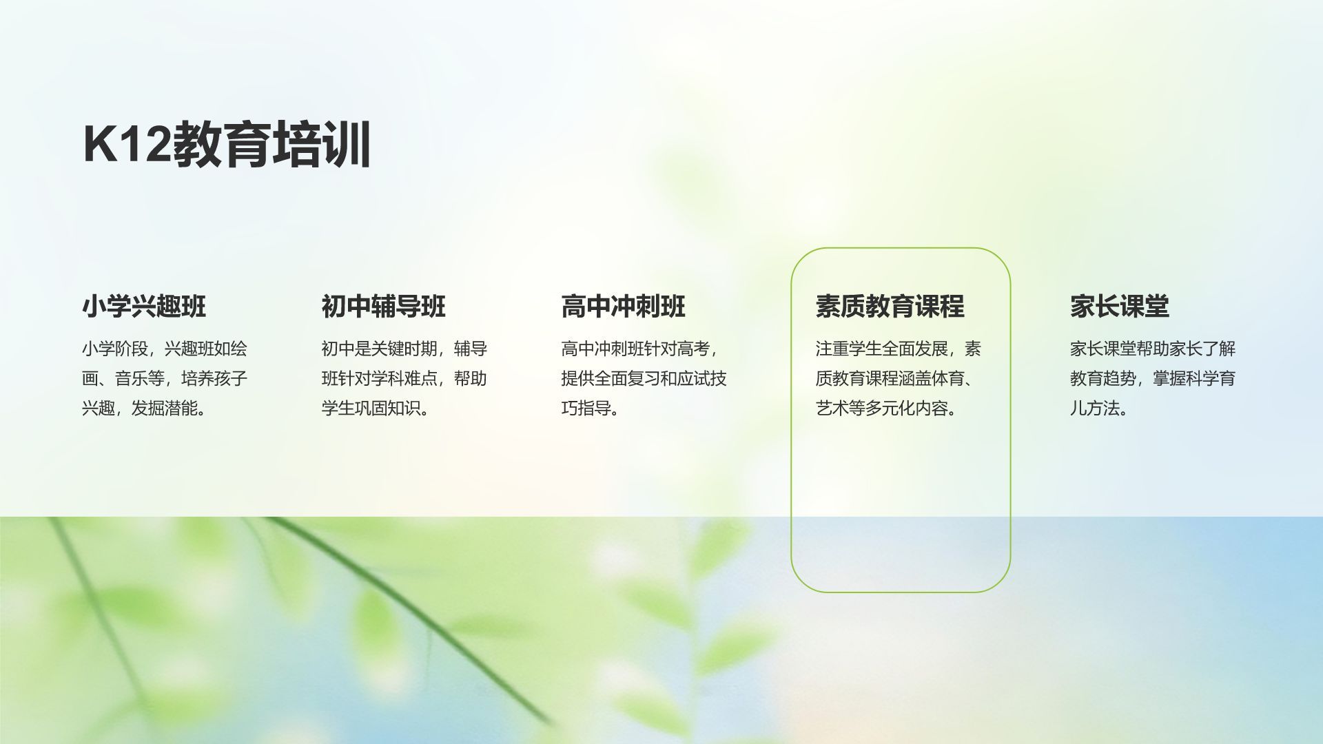 绿色小清新教育培训知识科普PPT模板