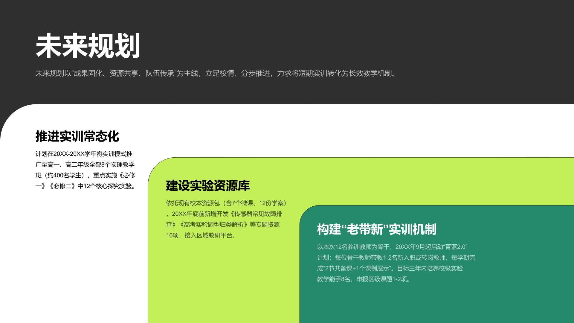 绿色简约风教育实训项目总结PPT模板