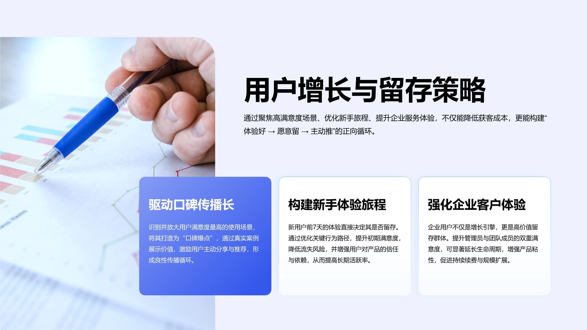 蓝色商务风产品功能体验满意度展示PPT模板