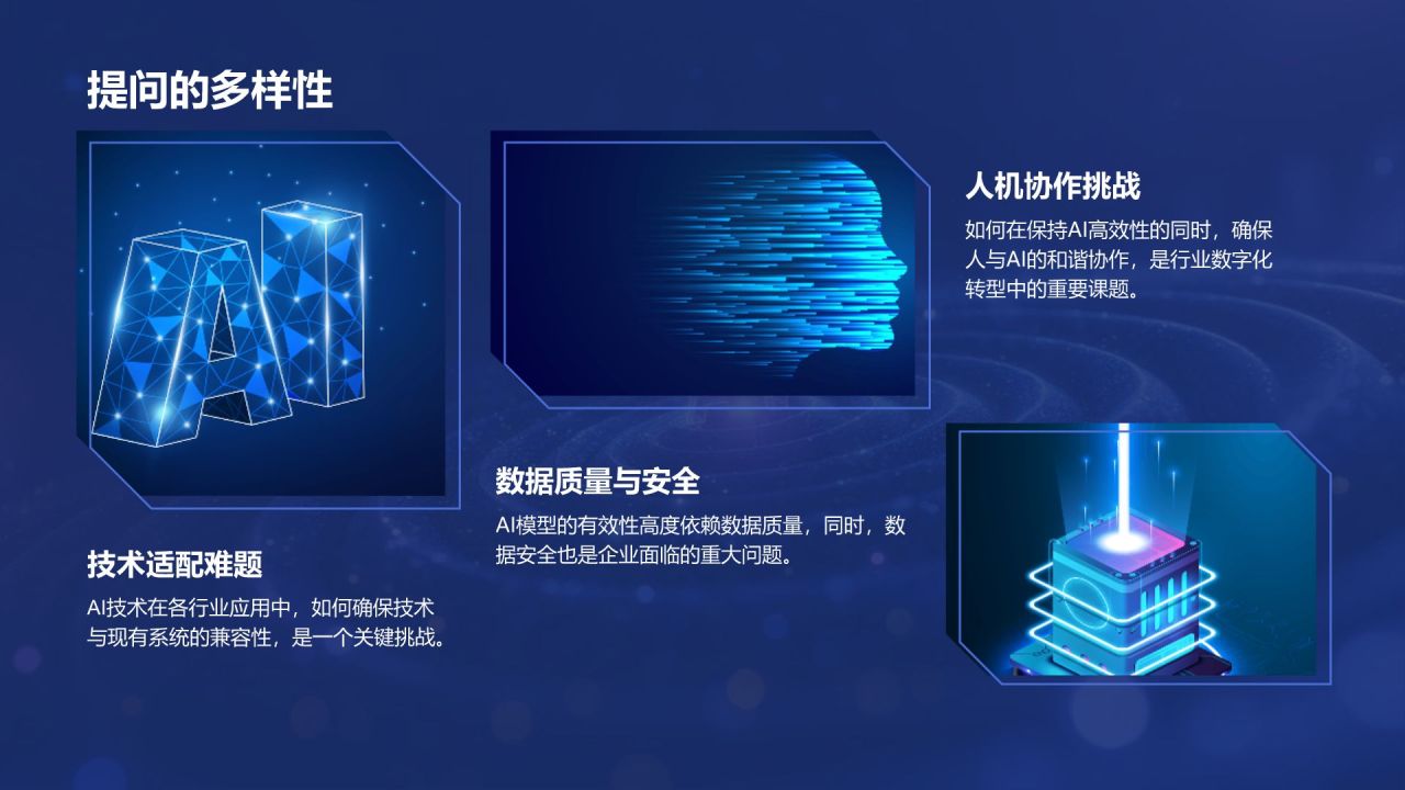 蓝色科技风重塑未来:AI驱动的数字化转型路径PPT模板