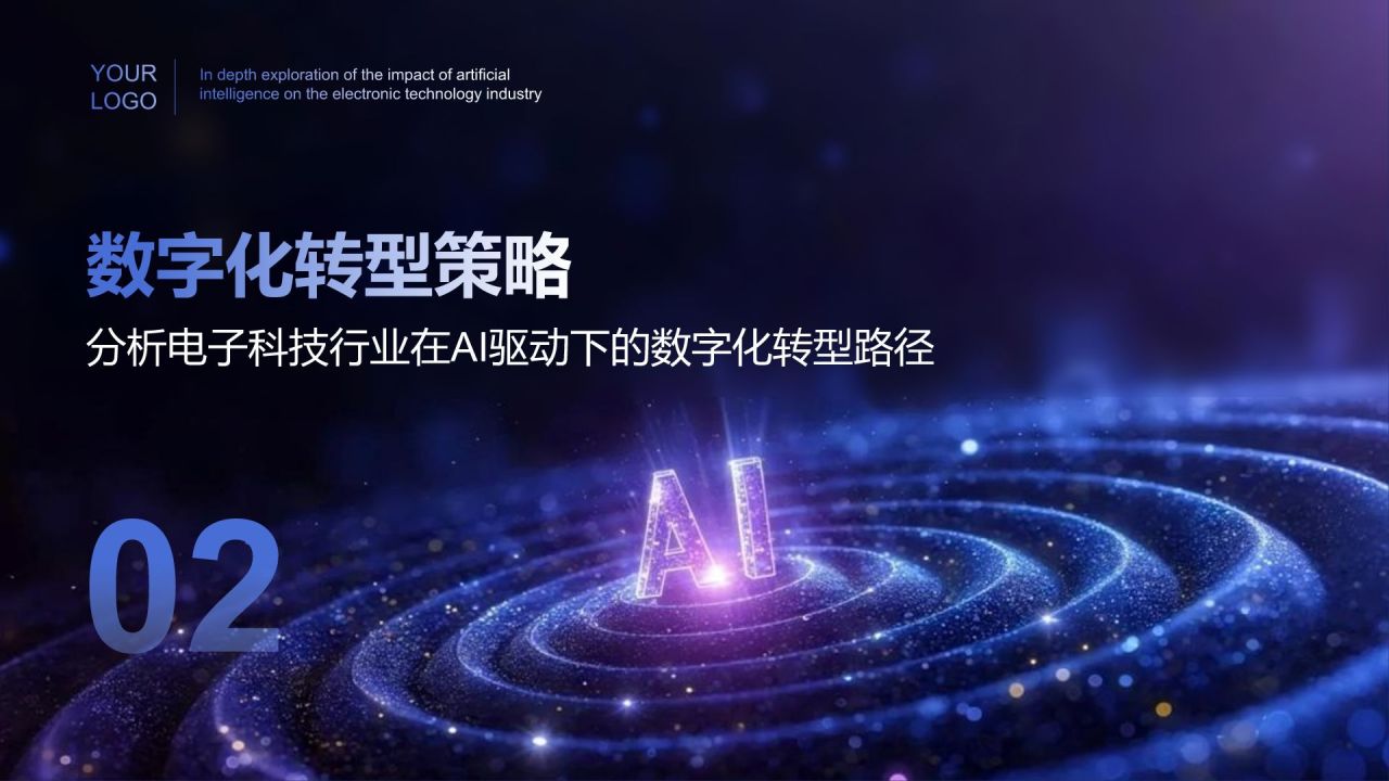蓝色科技风重塑未来：AI驱动的数字化转型路径PPT模板