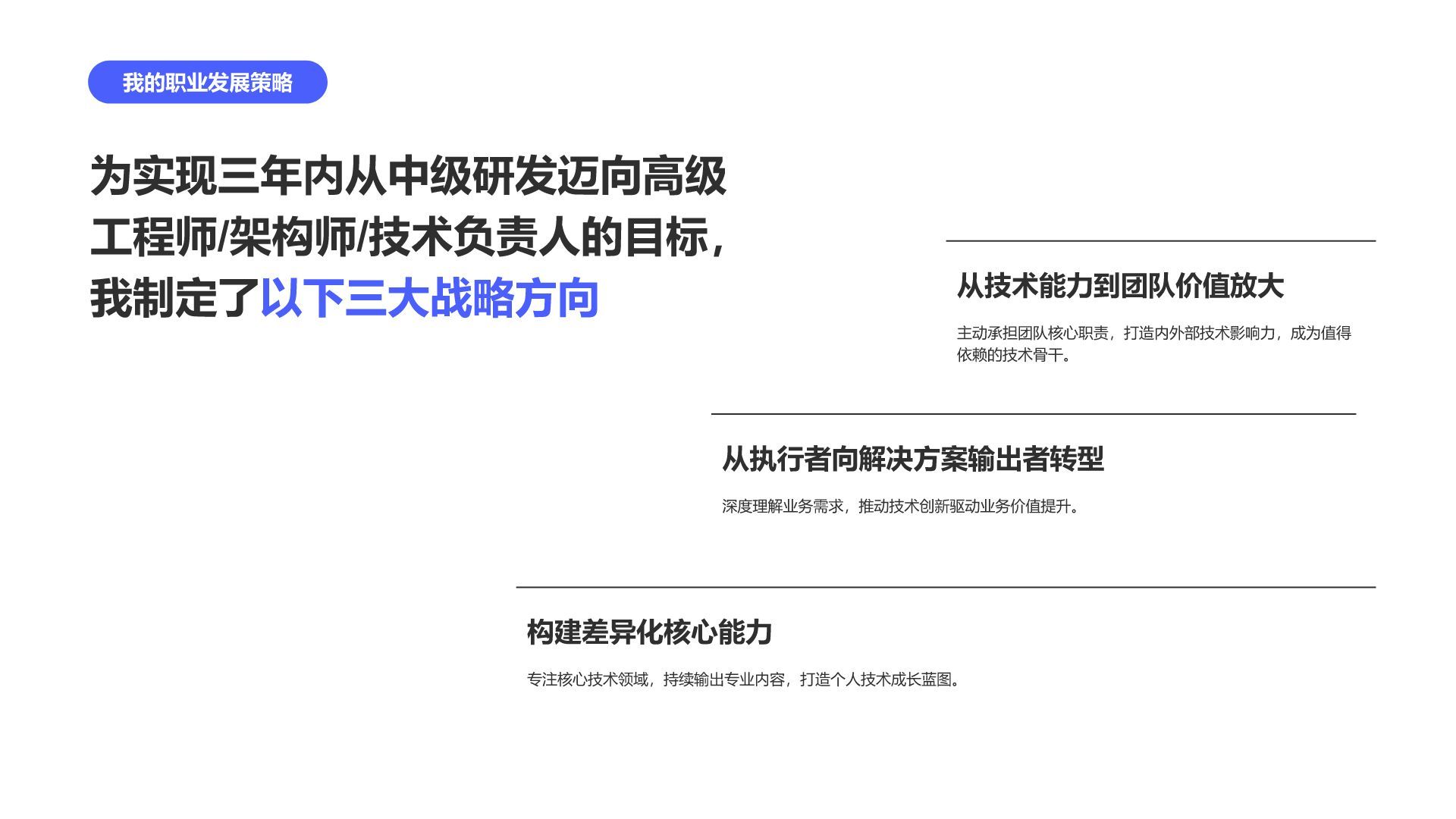 蓝色简约风未来三年职业发展规划PPT模板
