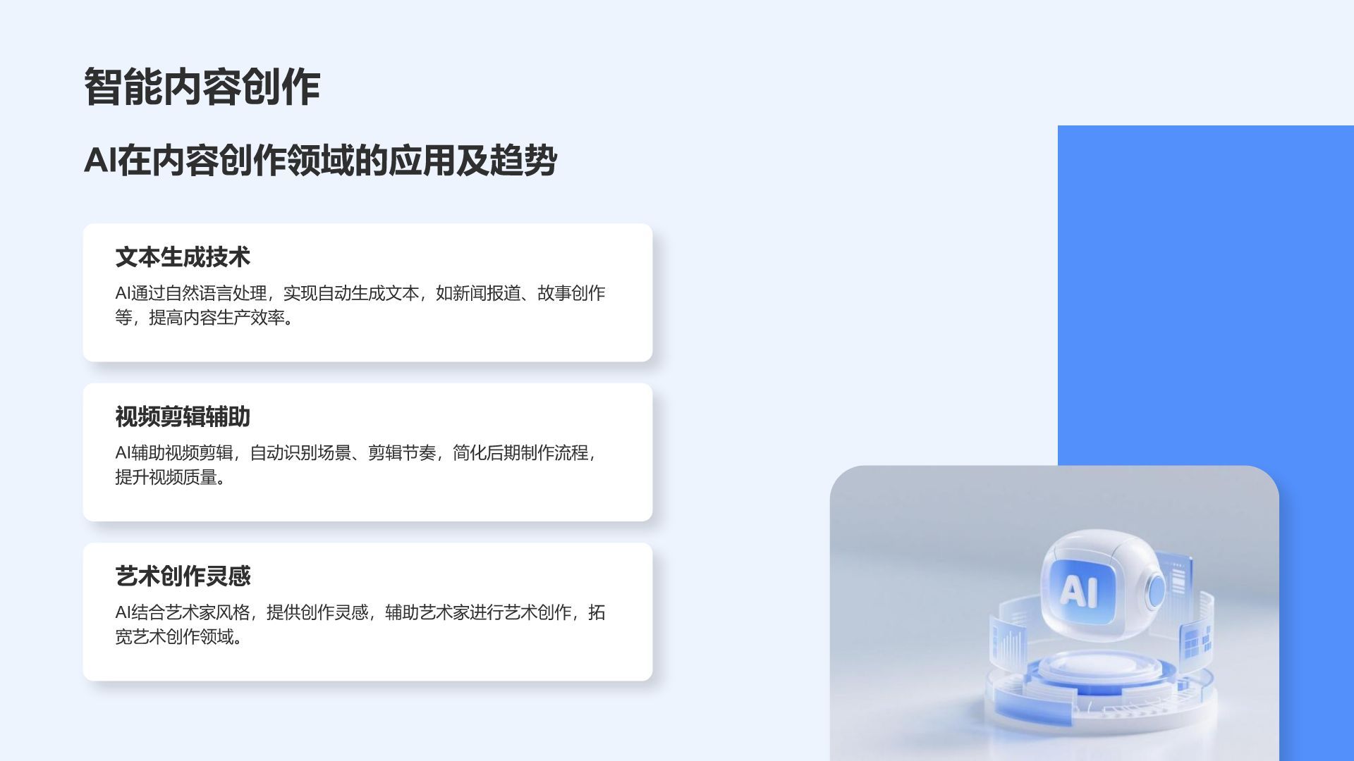 蓝色3D风AI产品应用场景调研报告PPT模板